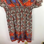 Rabbit Rabbit 14‎ Boho Midi Dress Brown Red Blue Paisley Print Festival Hippie Photo 2