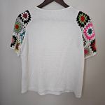 Emery Rose Top Blouse White Crochet Short Sleeves Colorful Cute Neutral Size M Photo 7