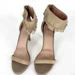 Joie  Fringe Suede Tan Heel Sandals Size 8 Photo 1