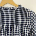 J.Crew Blue and White Gingham Pleated Ruffle Blouse Photo 9