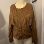 Me Jane  Size Medium Brown Faux Suede Western Style Long Sleeve Fringed Jacket Photo 10