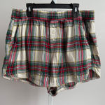 Aerie  Shorts Size L White Multi-color Plaid‎ Photo 0