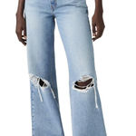 Levi's  Superlow Loose Light Wash Distressed Knee Ripped Jeans Women's Size 26 Photo 0