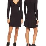 BP Dress Long Sleeve V-Neck Mini Black Solid Casual Neutral Photo 0