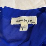 Monteau  Los Angeles bright Blue Chiffon‎ Lined Cap Sleeve Top Blouse Size L Photo 4