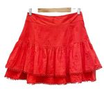 Farm Rio NWT  Ruffled 3-D Pineapple Mini Skirt Size Medium Warm Red Tropical NEW Photo 3