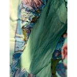 Coldwater Creek  Floral Tiered Midi Skirt Blue Green Rayon Women's Size M Photo 4
