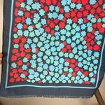 Vintage Long Scarf Floral‎ Pattern Print Blue Red Rectangle Retro Raw Edge 11x54 Photo 4