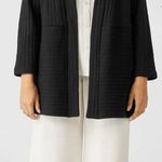 Eileen Fisher Jacket Black Cotton Quilted Blazer Channels Cardigan Size Small Photo 0