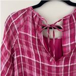 Madewell Plaid Shirred Babydoll Mini Dress Pink Photo 4