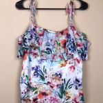 Amanda Uprichard Women’s Floral Print Multicolor Ruffle Tie Straps Tank Blouse Photo 0