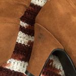 Y2K Brown Faux Suede Leather Knee High Boots Silver Large Chunky Buckle Round Toe Kitten Heels #western #country #boho #whimsygoth #stagecoach festival Sz 7 Photo 6