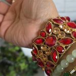 Statement Gold with Red and Gold Stones Bracelet Photo 6