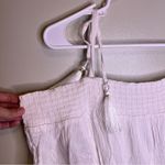 JM Collection NWT White Gold Shimmer Off Shoulder Tassel Tie Straps Petite Large Photo 3