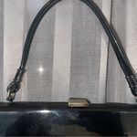 Vintage patent Leather Hinged Top Handle Bag black w/ gold hardware Spilene Photo 1