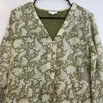 J.Jill Lightweight Sage Green Floral/Paisley Tiered 100% Cotton Dress Medium Photo 3
