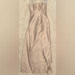 Alfred Sung NEW  Strapless Satin Twill Column Gown Removable Train Sz 4 Champagne Photo 2