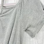 One Clothing LARGE Womens White Gray Striped Short Sleeve Cold Shoulder Jumper Photo 3