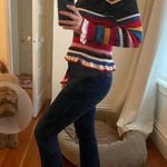 MSGM Rainbow Multicolored Striped Knit Ruffle Bell Sleeve Turtleneck Sweater XS Photo 12