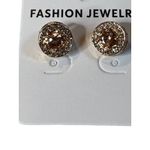 Rose Gold Tone Round Halo Stud Earrings Fashion Jewelry Sparkle Crystal New Photo 2