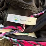 Beachsissi  NWT One Piece Swimsuit Size Large Black Pink Green Tropical Palm Photo 5