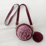 TSD12 Suede Leather Pompom Circle Crossbody Bag in Maroon Retail $373 Photo 0
