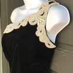 Jessica McClintock Vintage  Black Velvet Dress with Pearls Photo 3