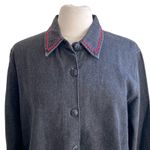 Coldwater Creek Shirt Jacket Womens Sz Large Black Bohemian Southwestern Denim Photo 2