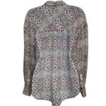 Free People  Easy Rider Sheer Geometric Print Long Sleeve Button Down Blouse Photo 6