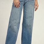 Oat New York High Rise Square Pocket Wide Leg Raw Hem Denim Jeans Blue Size 29 Photo 0