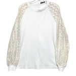 Miholl Waffle Knit Blouse Womens XL Lace Balloon Sleeves Eyelet Angelcore Boho White Photo 0