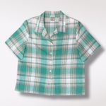 Allison Daley Vintage Plaid Short Sleeve Button Down Shirt Green White 16P Photo 7