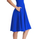 Dress the Population Catalina Fit Flare V-Neck Crepe Dress Electric Blue XS Photo 2