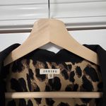 JODIFL  Plus Black Blazer Leopard Print Lining Size 2x Roll Sleeve Lepoard Cuff Photo 3