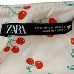 ZARA Cherry Print Satin Effect Crop Top/Blouse Pink S Photo 10