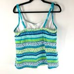 Lands' End Tankini Top Underwire Removable Pads Striped Aqua Blue Green Navy 4 Photo 1