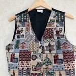 Bobbie Brooks Women’s Vtg Christmas Vest Patchwork Embroidered Holiday Festive L Red Size L Photo 1