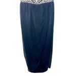 NWT Mandalay Black Silk Silver Beaded Short Midi Evening Gown Dress Women Size 6 Photo 4