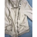 Free People Carmen Moto Jacket Women Small Beige Asymmetrical Zip Photo 8