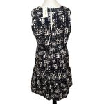 Evereve  Giana Cotton Tiered V-Neck Sleeveless Shift Dress Black Ivory Size M Photo 2