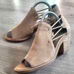 Eileen Fisher  Nikki Peep Toe Block Heel Booties Tan Genuine Leather Size 6.5 Photo 1