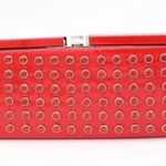 Hot in Hollywood Semi Rigid Red Clutch XL Patent Faux Leather Rhinestones NWT Photo 2