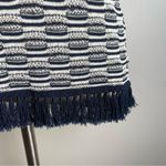 Minnie Rose Knit Linen Blend Navy White Tank Top w Fringe Size XS Photo 1