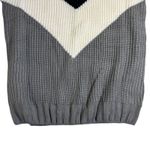 Chevron Knit Sweater‎ Pullover Long Sleeve Color Block Winter Warm Top Small Gray Photo 3