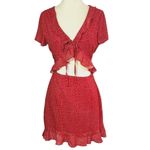 superdown  Revolve Mercy Red Polka Dot Cutout Mini Ruffle Dress size Medium $74 Photo 3