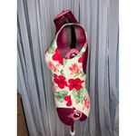swimsuit one piece floral Vintage red hibiscus cutouts Pink Size 12 Photo 4