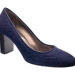 Aquatalia  Quilted Suede leather Navy Pumps closed toe block heel women’s size 11 Photo 0