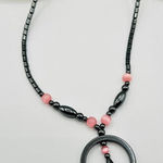 Pink & Black Hematite Necklace Gray Photo 0