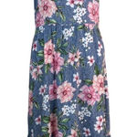Hiatus Dress Womens XL Blue Pink Floral Midi Strappy Open Back Casual Summer Photo 0