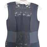 BCBGMAXAZRIA Black Crochet Paneled Sleeveless Pleated Sheath Midi Dress Size XS Photo 2